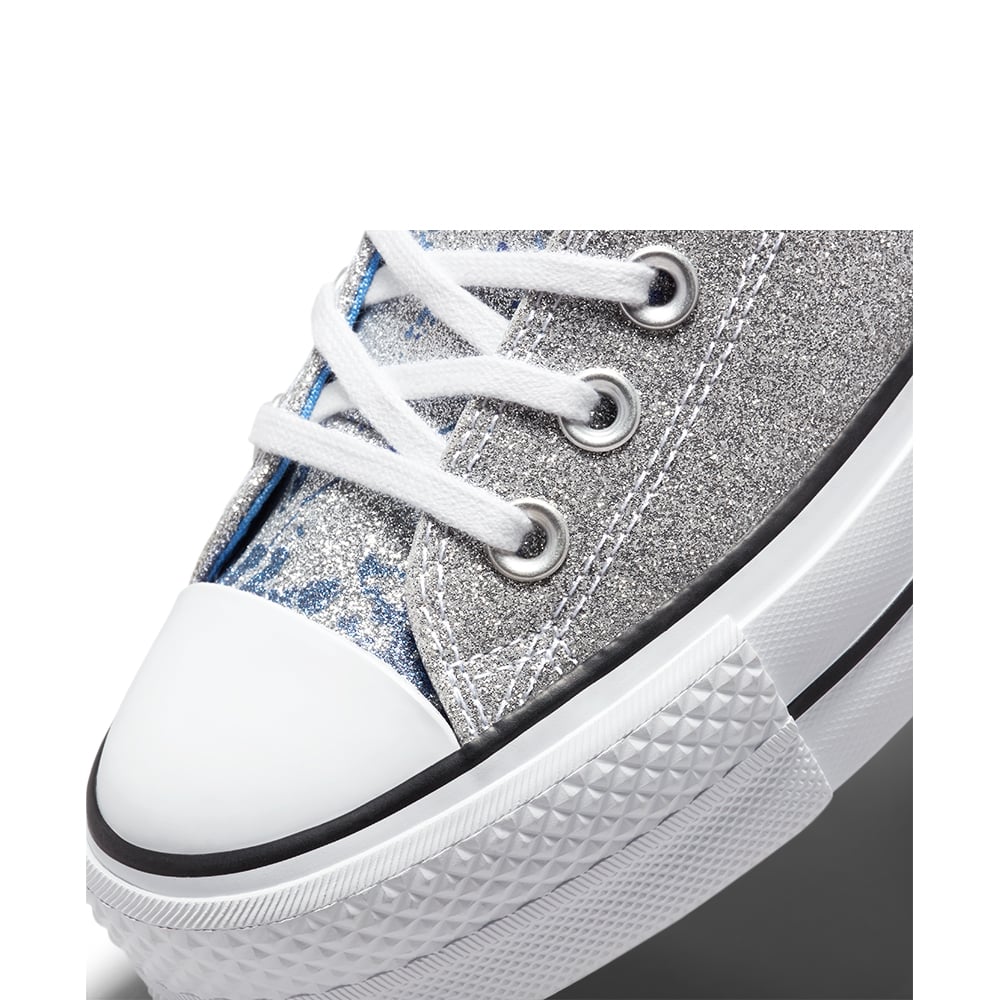 Ladies Chuck Taylor All Star Platform Glitter Sneaker - Silver