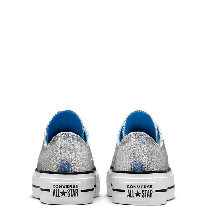 Ladies Chuck Taylor All Star Platform Glitter Sneaker - Silver