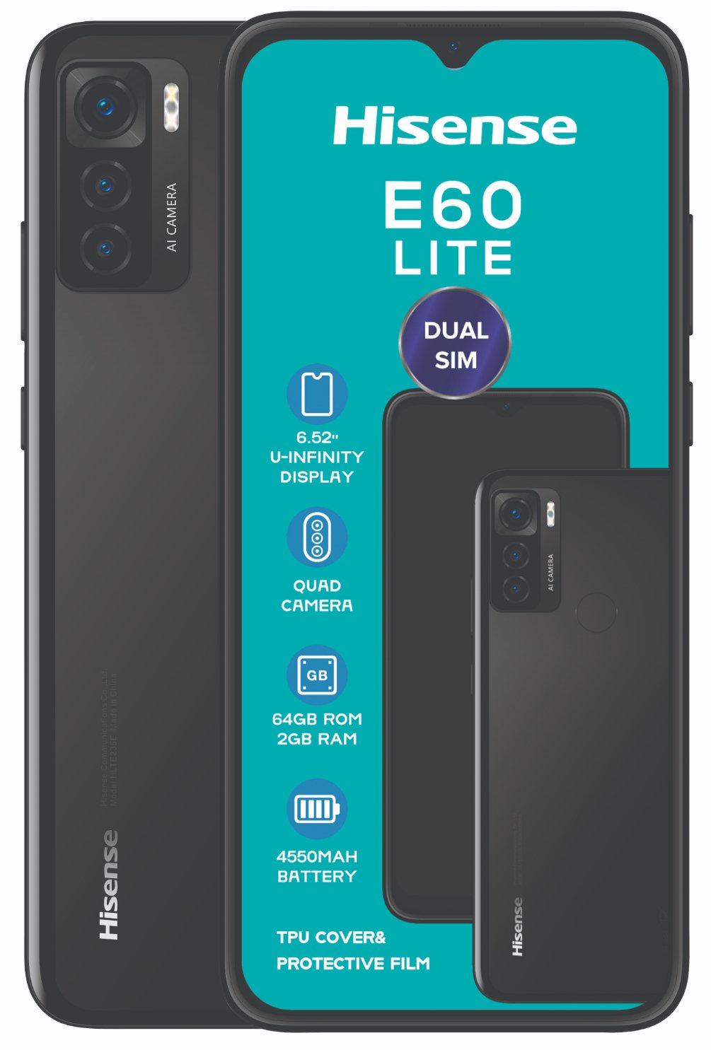 E60 Lite Cellphone - Dual Sim -  Black
