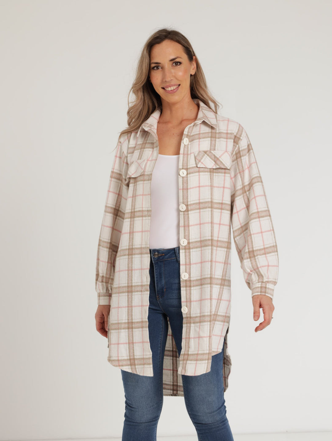Ladies Long Sleeve Check Shirt - Rust