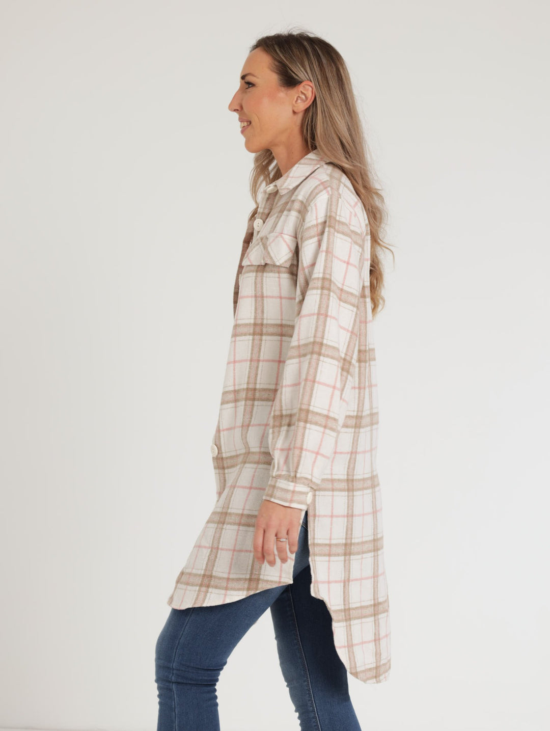 Ladies Long Sleeve Check Shirt - Rust