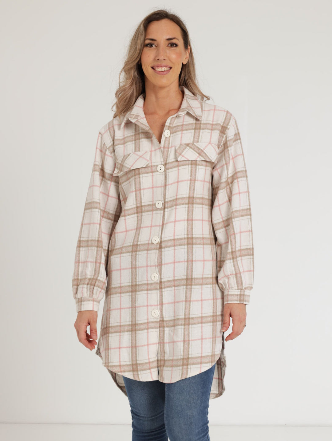 Ladies Long Sleeve Check Shirt - Rust