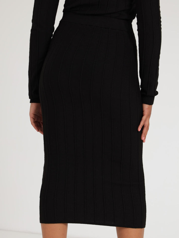 Ladies Vertical Stripe Skirt - Black