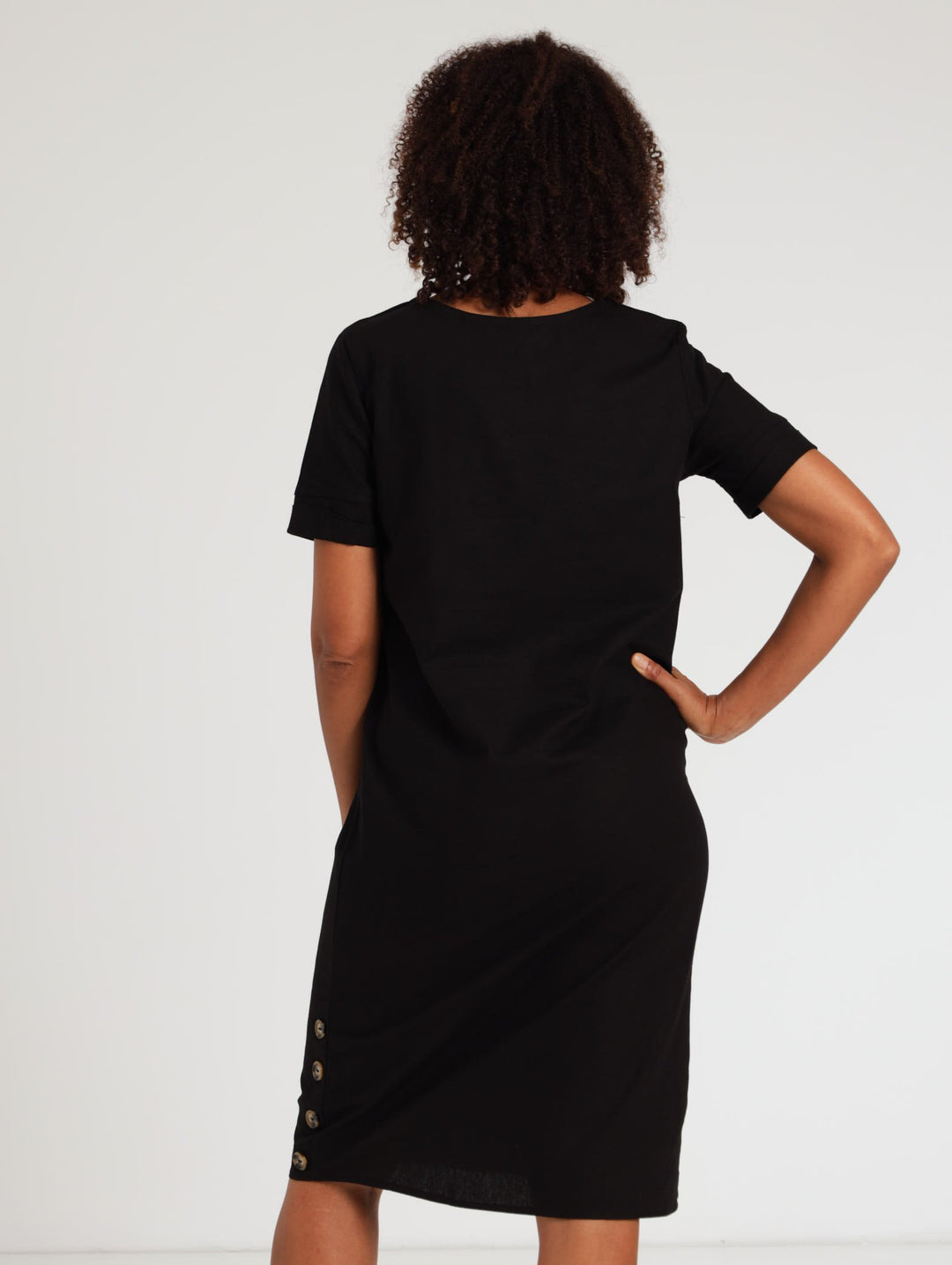 Ladies Trim Detail Shift Dress - Black