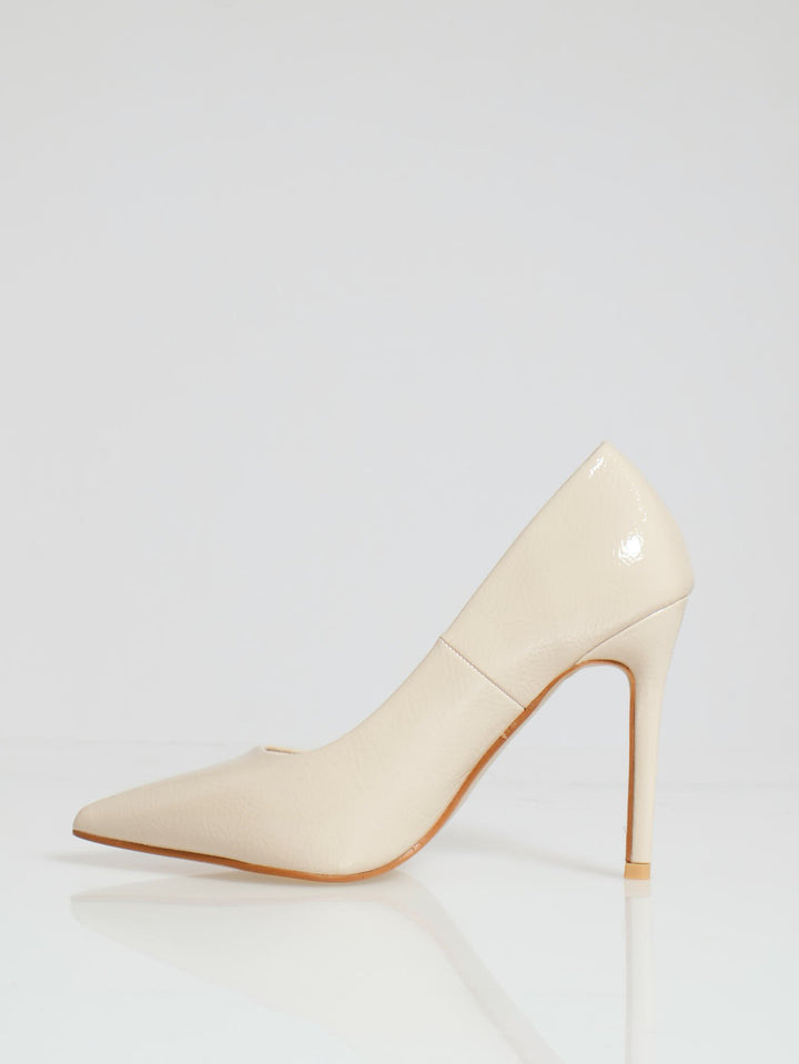 Textured Pointy Fashion Court Heel - Off White