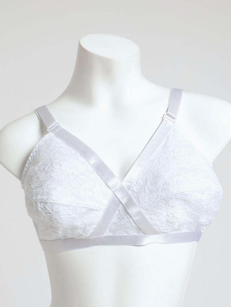2 Pack Lace Cross Your Heart Bra - White/Beige