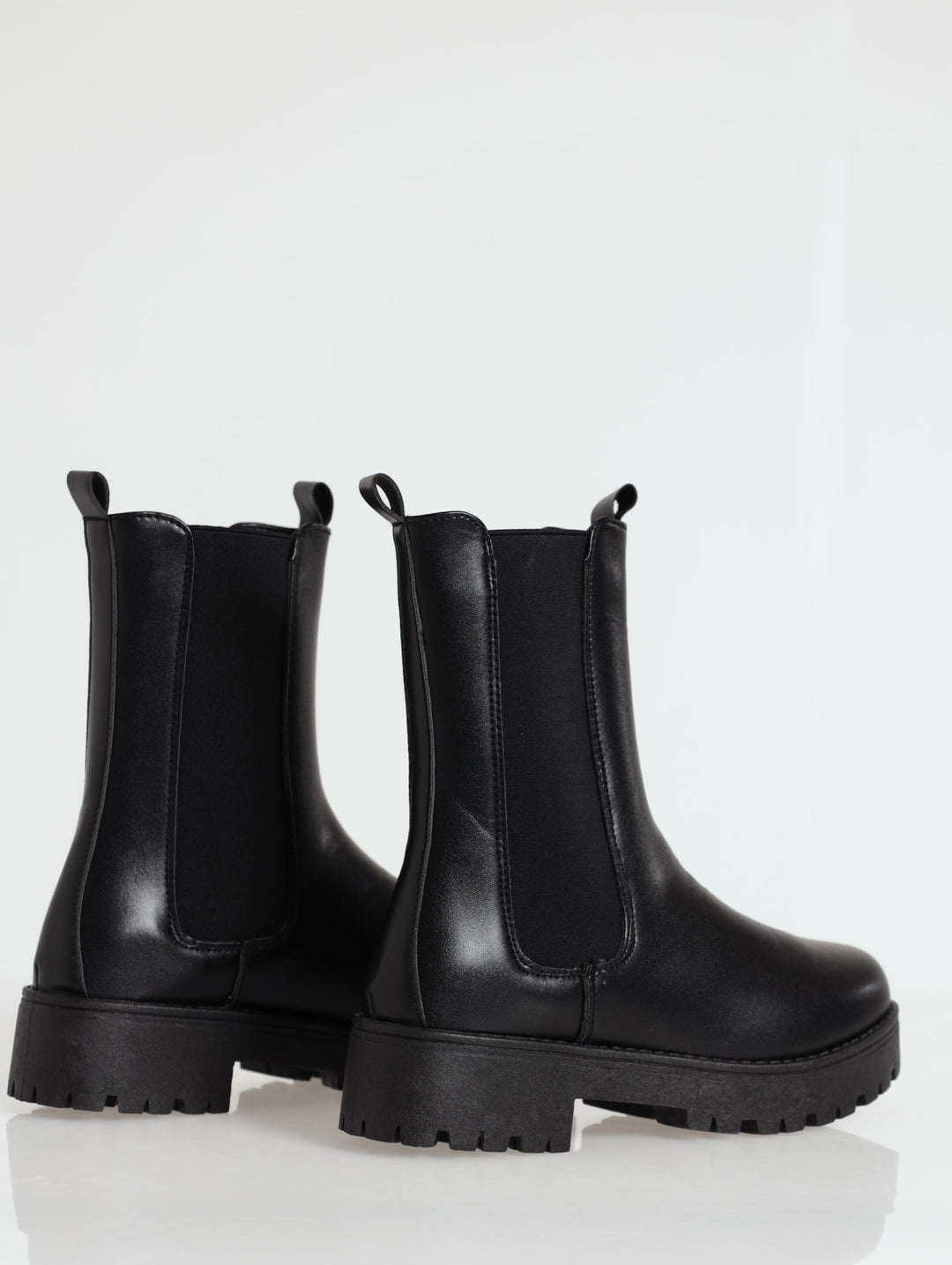 Ladies Chunky Calf High Chelsea Boot - Black