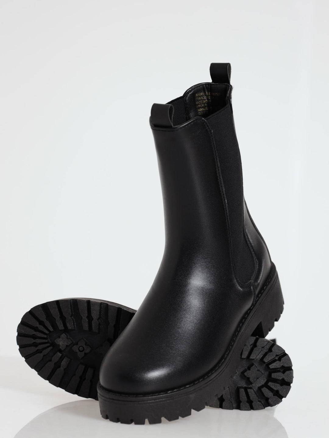 Ladies Chunky Calf High Chelsea Boot - Black