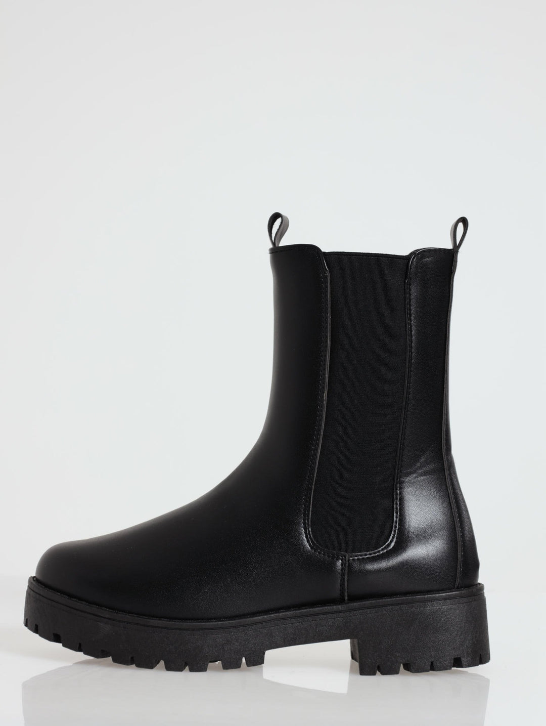 Ladies Chunky Calf High Chelsea Boot - Black