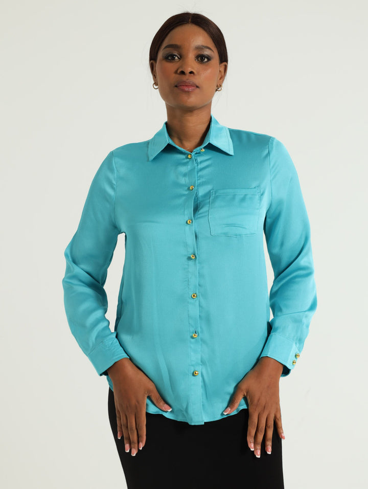 Satin Shirt - Blue