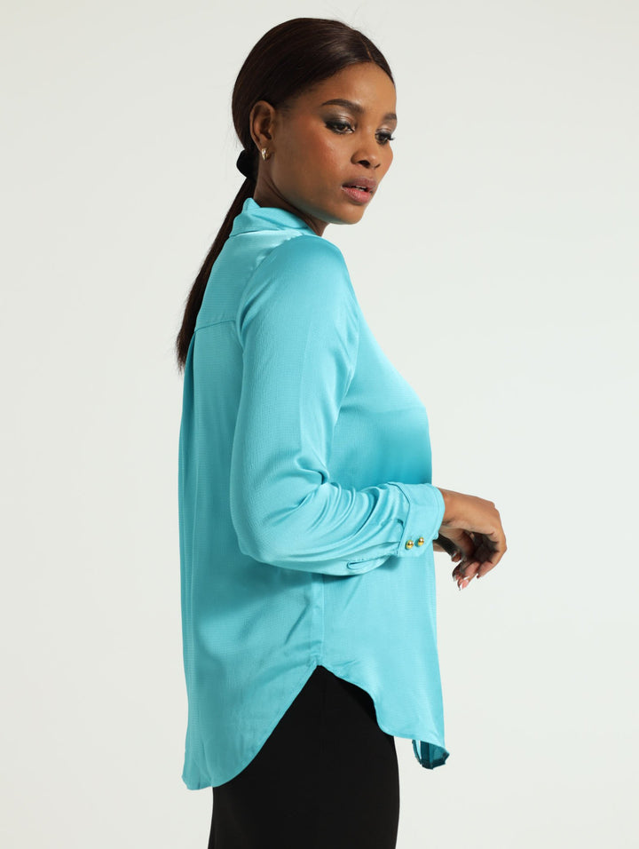 Satin Shirt - Blue