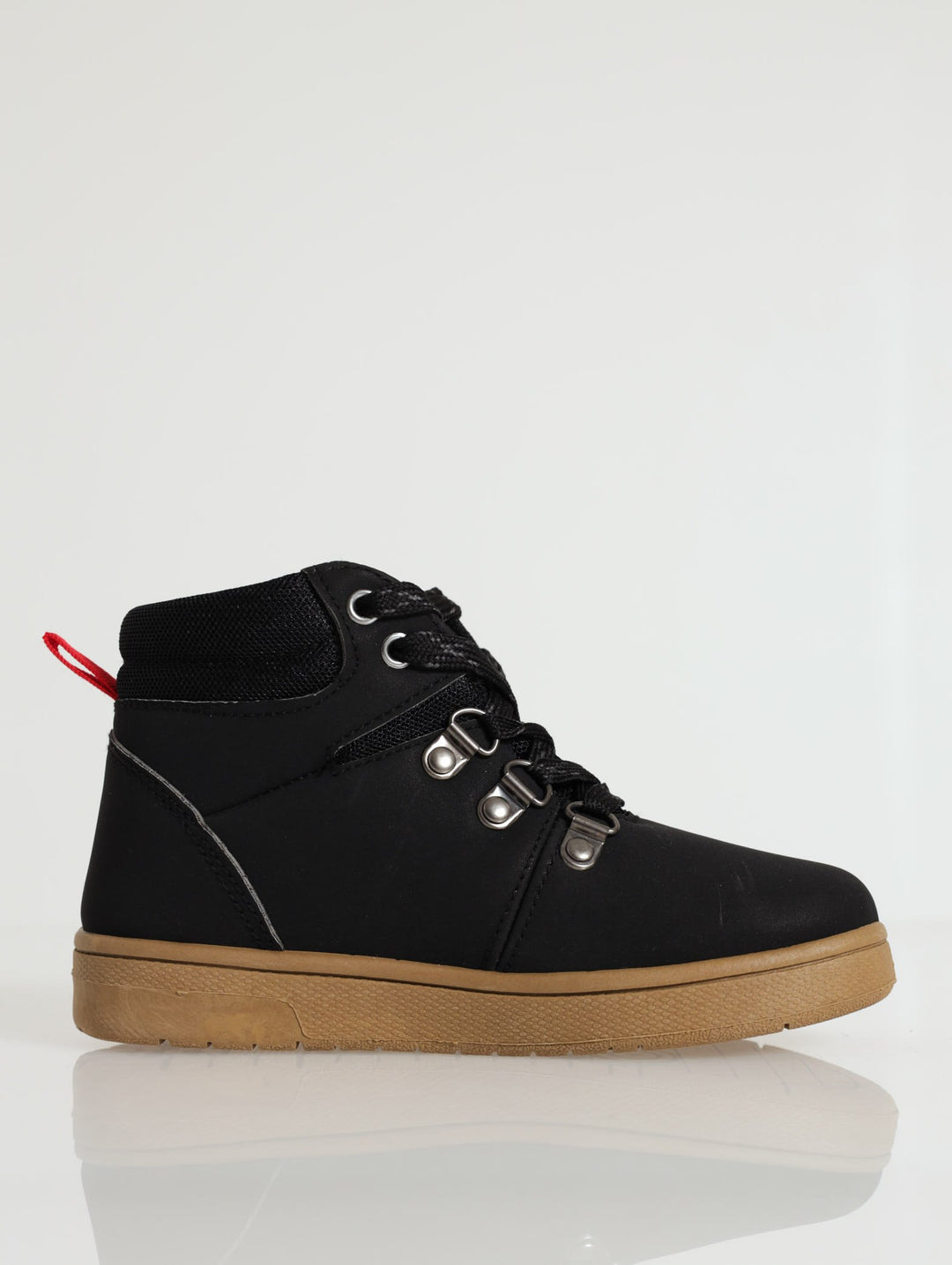 Pre-Boys Hightop Collar Ski-Hook Sneaker - Black