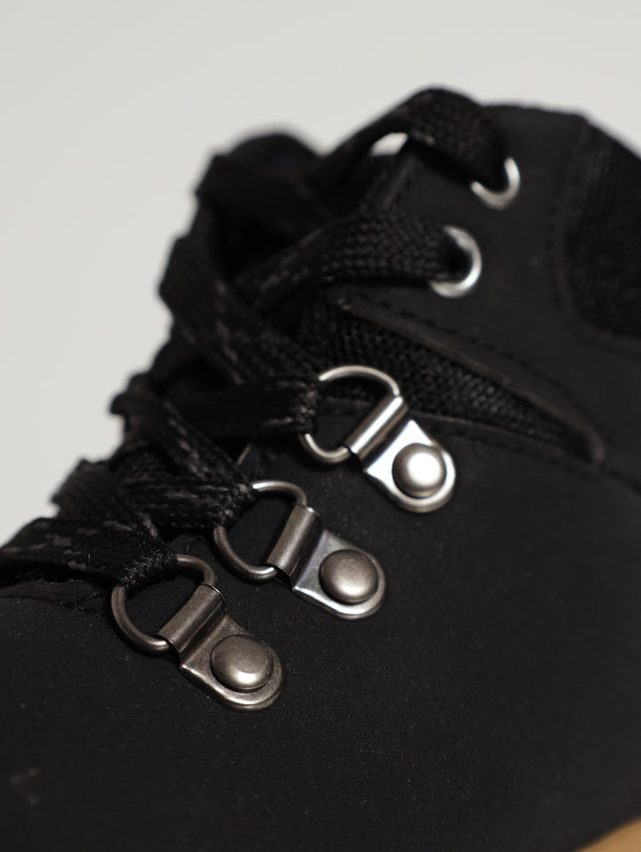 Pre-Boys Hightop Collar Ski-Hook Sneaker - Black