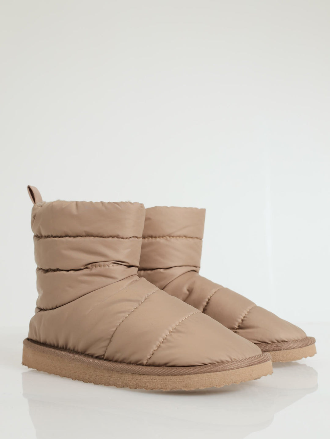 Quilted Nylon Slipper Boot - Stone