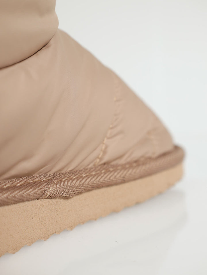 Quilted Nylon Slipper Boot - Stone
