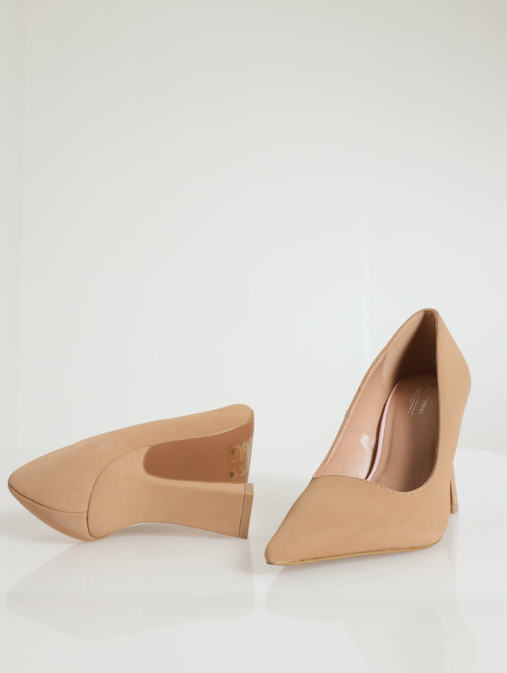 Steady Pointed Toe Stiletto Court Heel - Light Brown