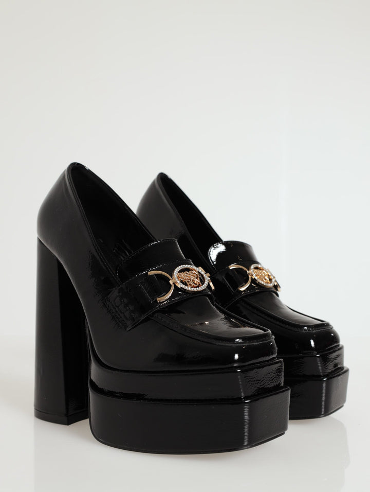 Platform Chunky Heel Loafer - Black