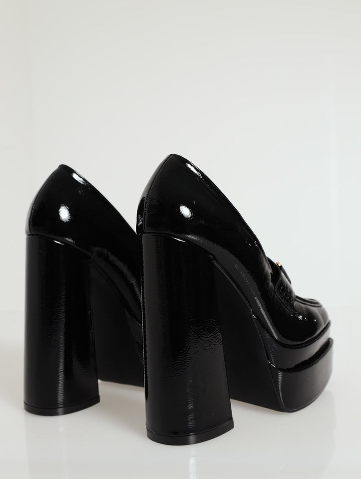 Platform Chunky Heel Loafer - Black