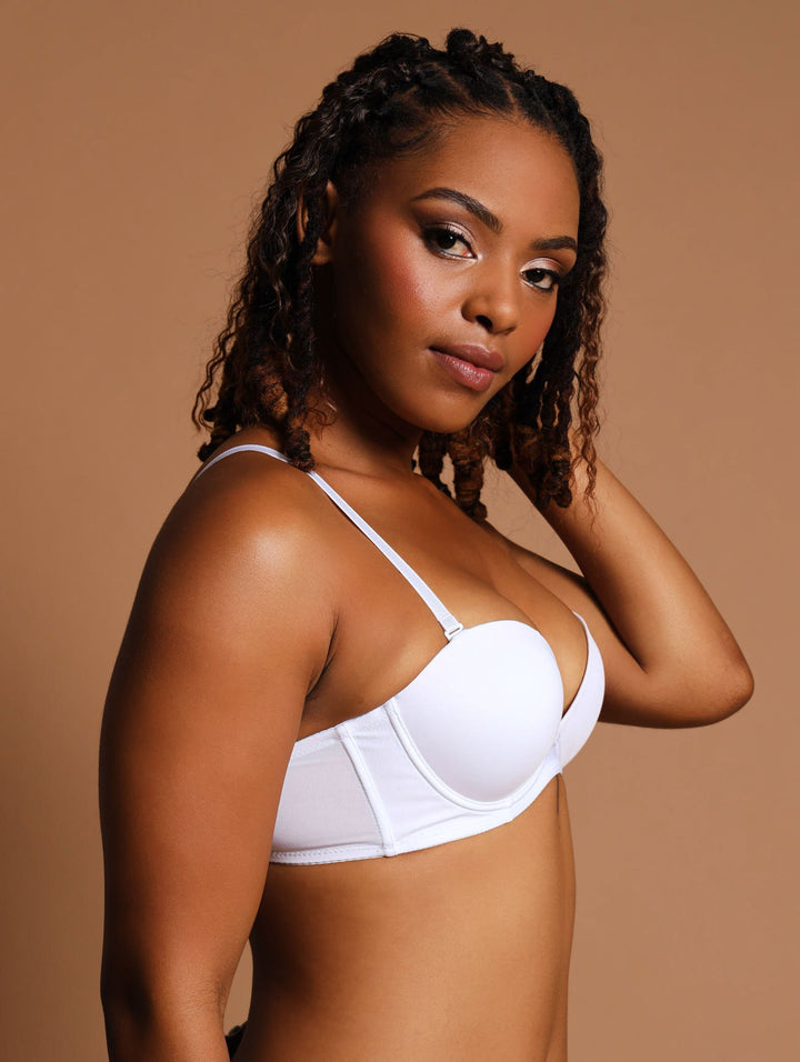 2 Pack Low Plunge Multiway Bra - White/Beige