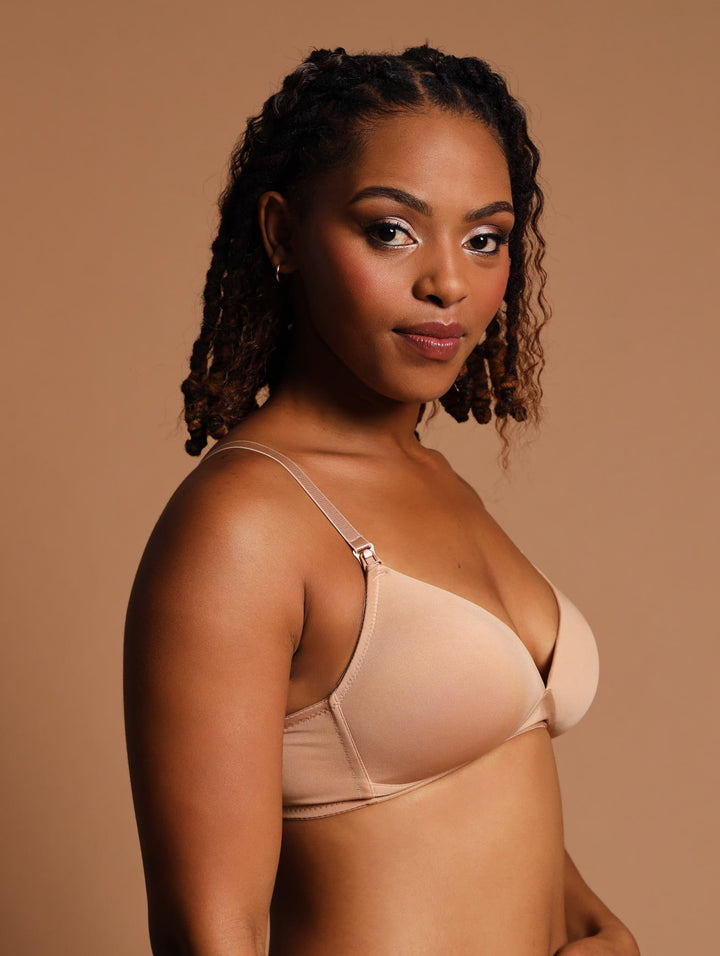 2 Pack Moulded Nursing Bra - Beige/White
