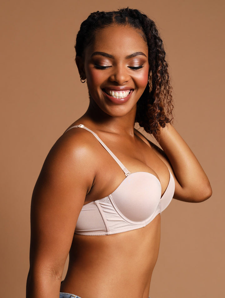 2 Pack Low Plunge Multiway Bra - White/Beige