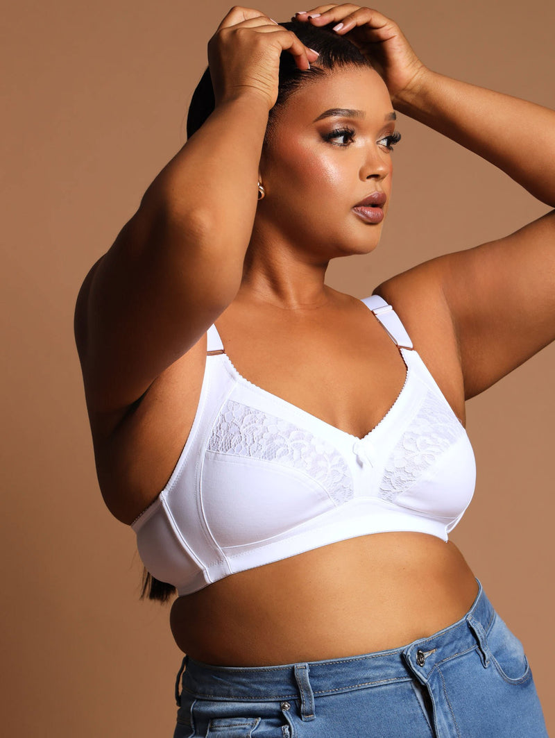 2 Pack M-Frame Total Support Bra - Beige/White