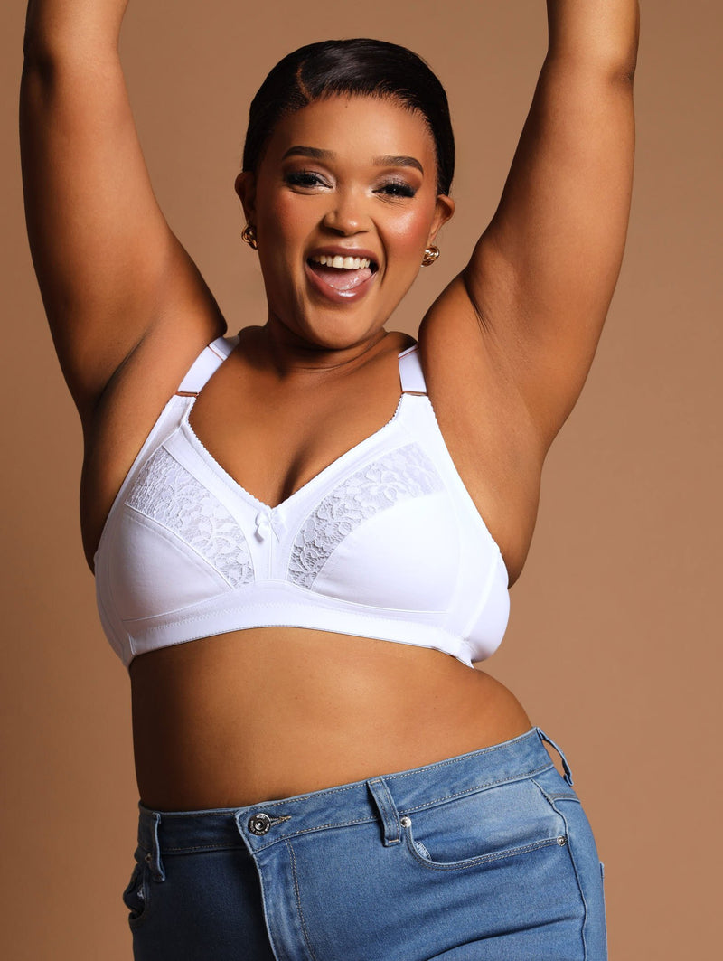 2 Pack M-Frame Total Support Bra - Beige/White