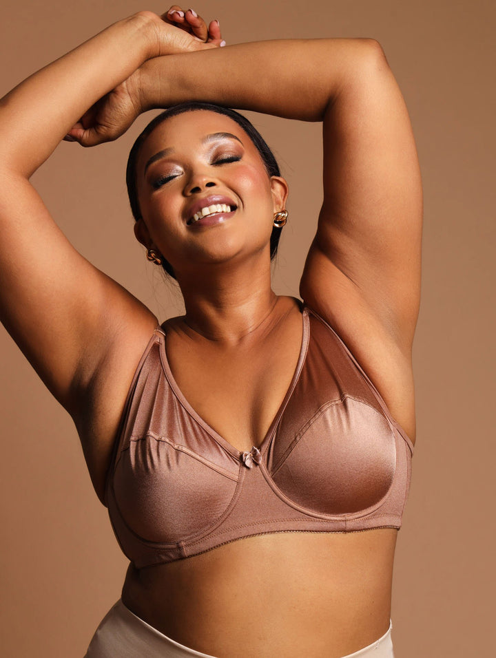 2 Pack Shiny Panel Cup Bra - Mocha/Black