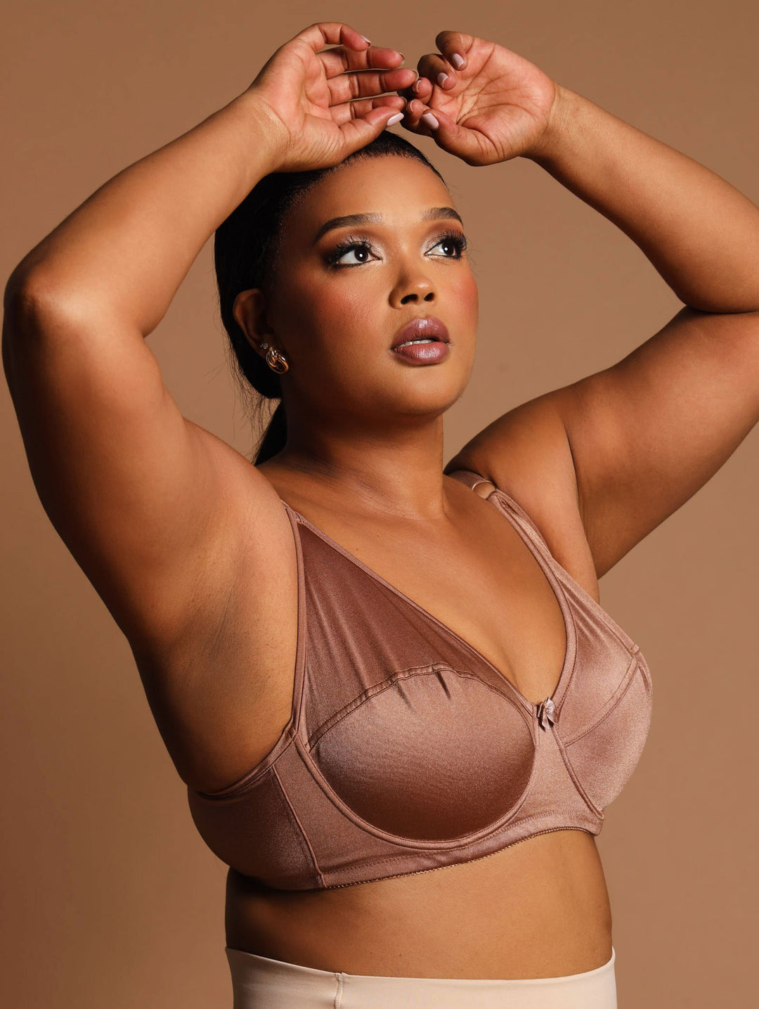 2 Pack Shiny Panel Cup Bra - Mocha/Black