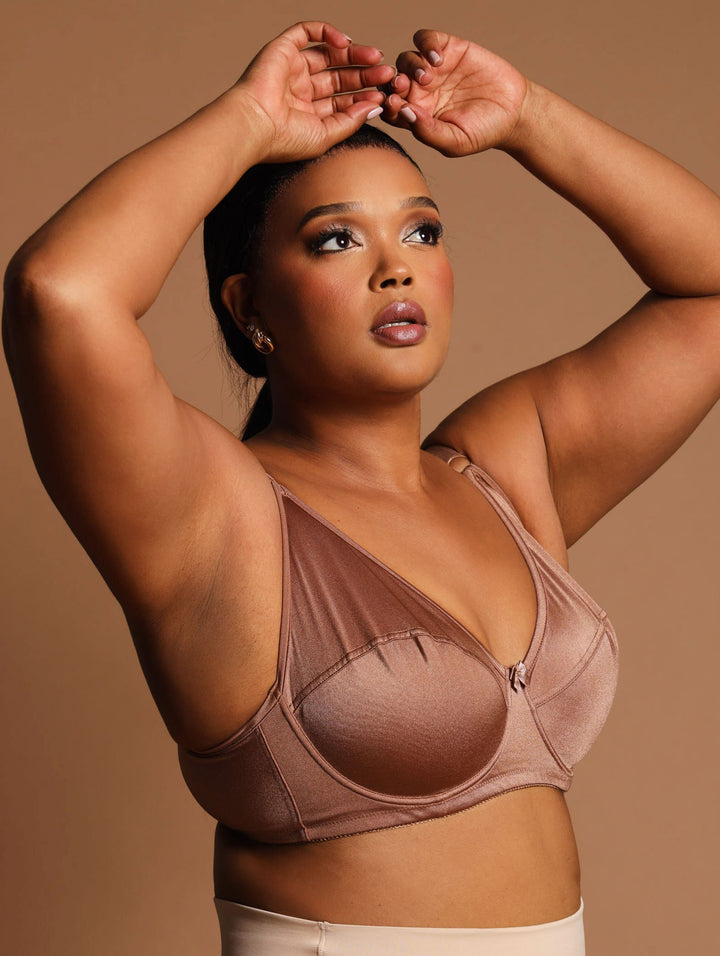 2 Pack Shiny Panel Cup Bra - Mocha/Black