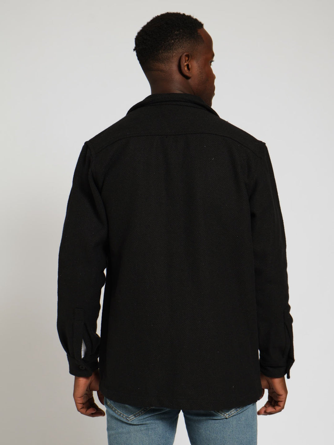 Heavy Plain Shacket - Black