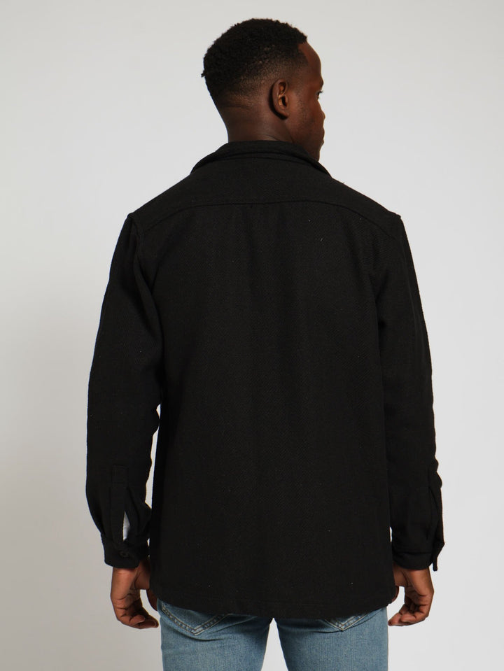 Heavy Plain Shacket - Black