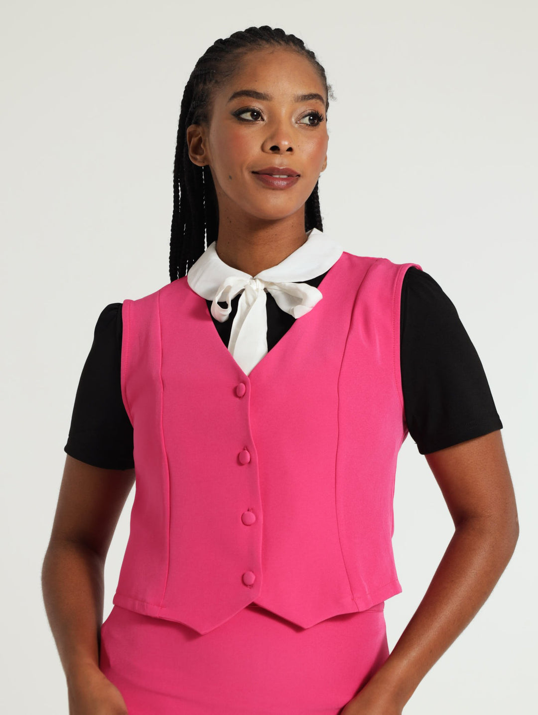 Panelled Waistcoat - Bright Pink