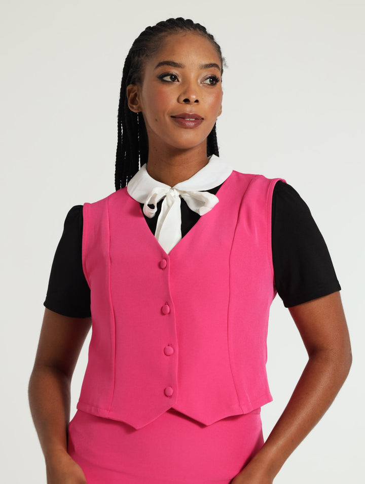 Panelled Waistcoat - Bright Pink