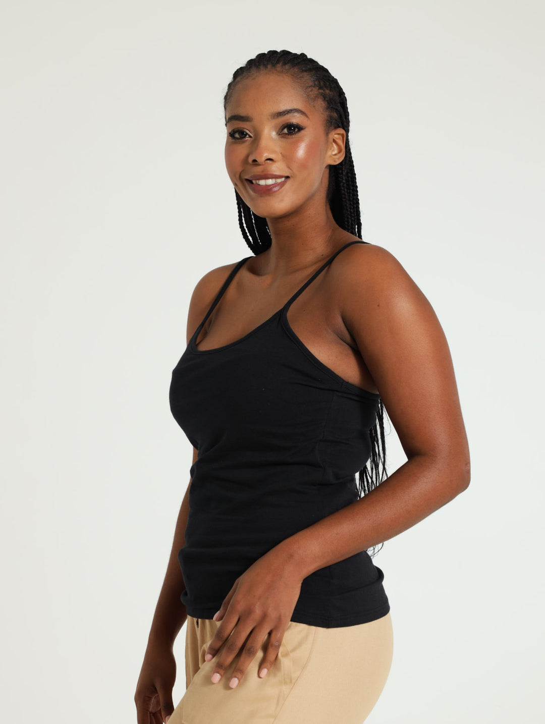 Stretch Cami With Support & Adjustable Straps - Black