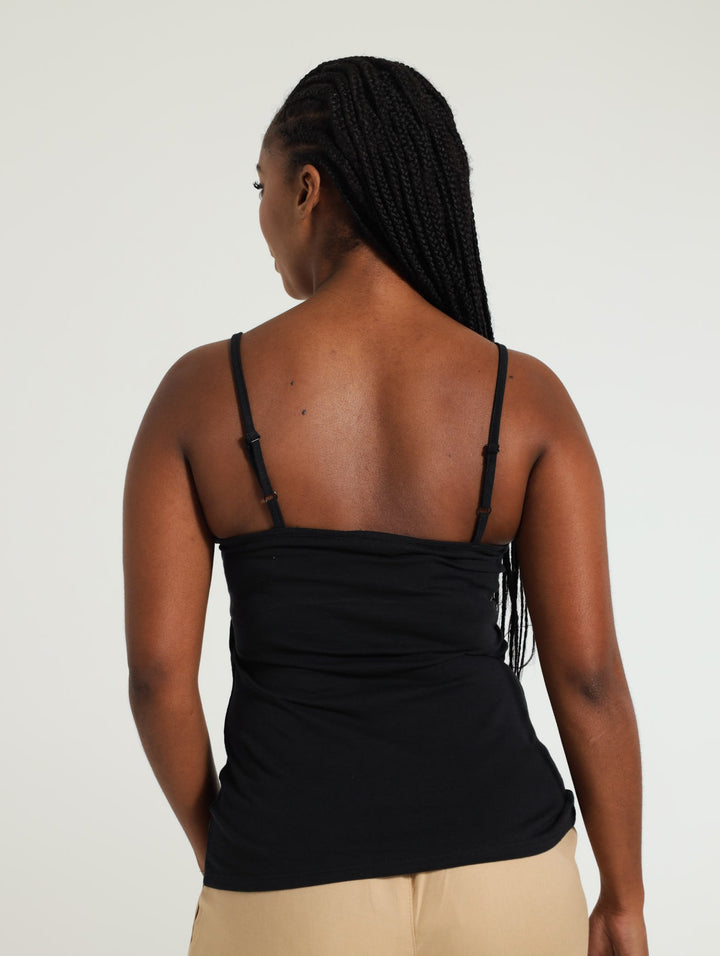 Stretch Cami With Support & Adjustable Straps - Black