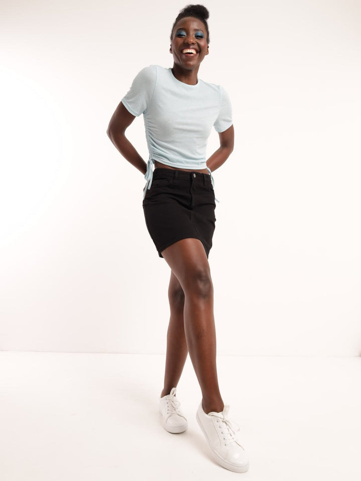 Ladies 5 Pocket Denim Skirt - Black