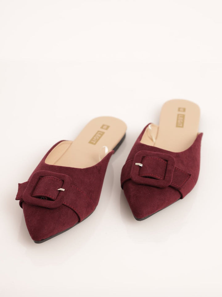 Ladies Push-In Shoe With Microfiber Square Trim - Maroon