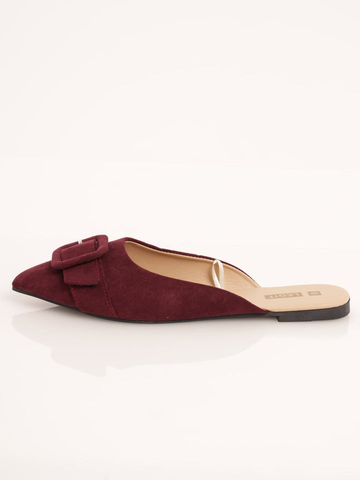 Ladies Push-In Shoe With Microfiber Square Trim - Maroon
