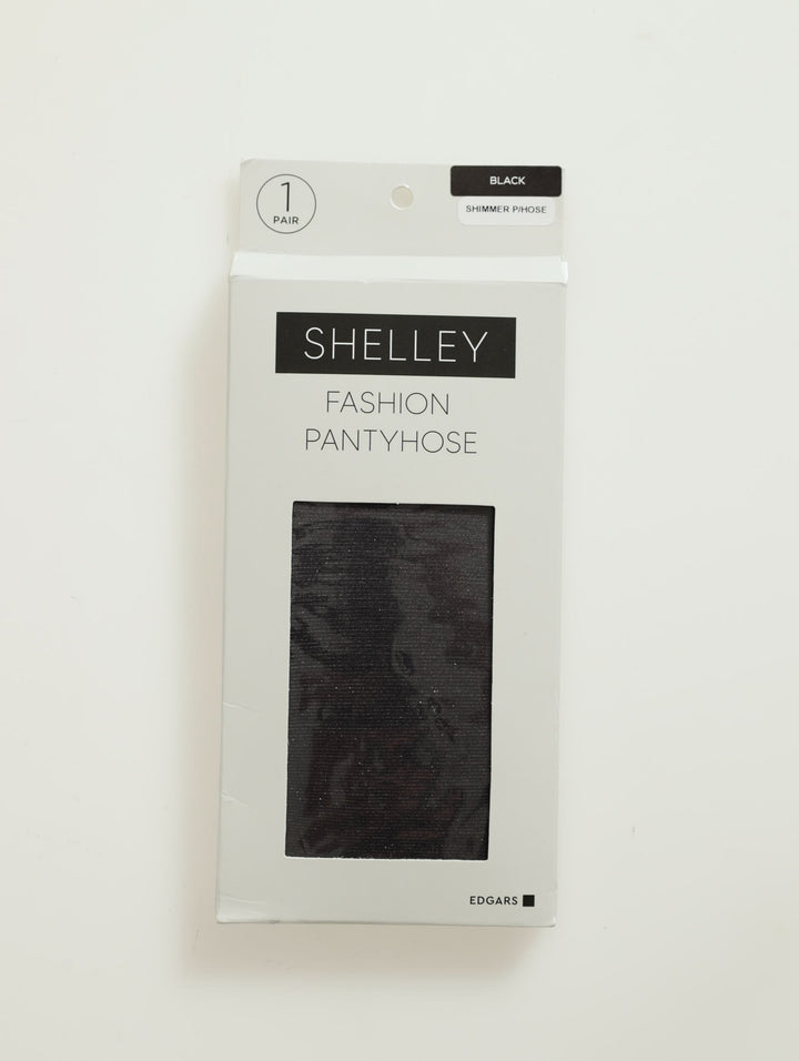 High Shine Shimmer Pantihose - Black