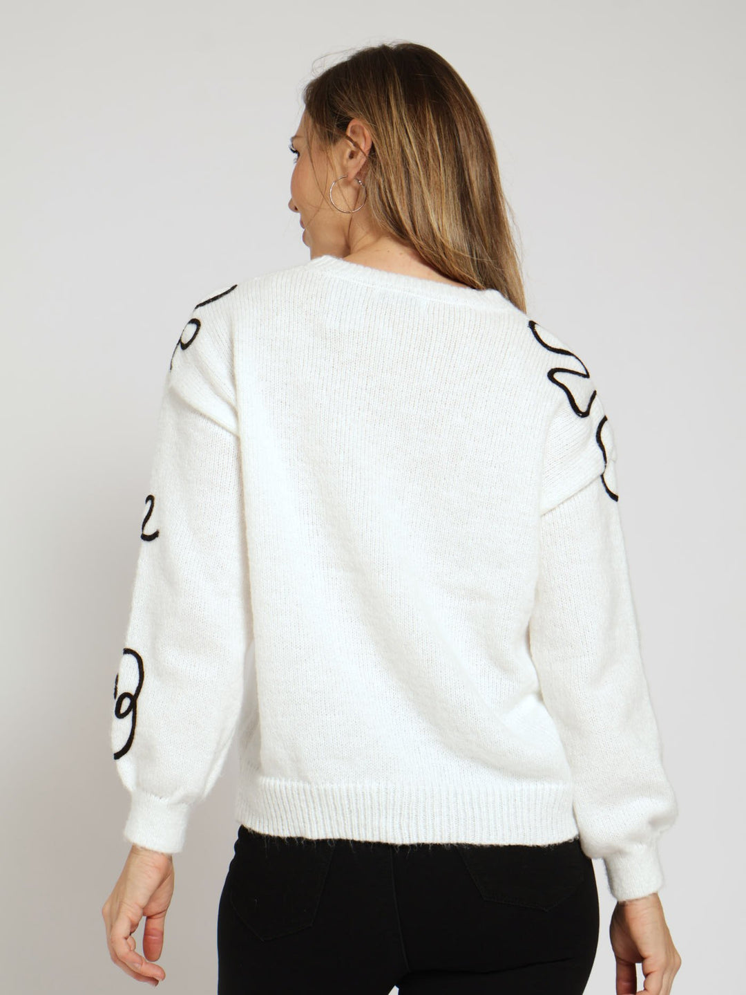 Cornelli Flower Pullover - Black/Cream