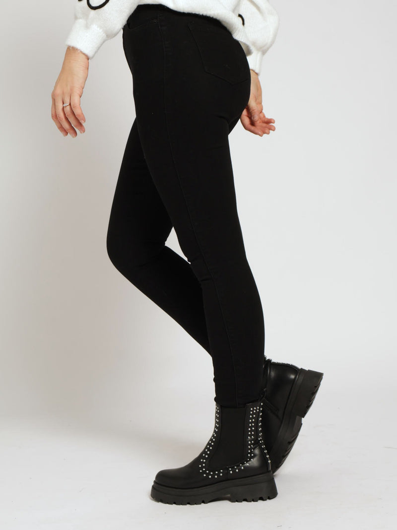 High Waist Skinny Denim Jean - Black