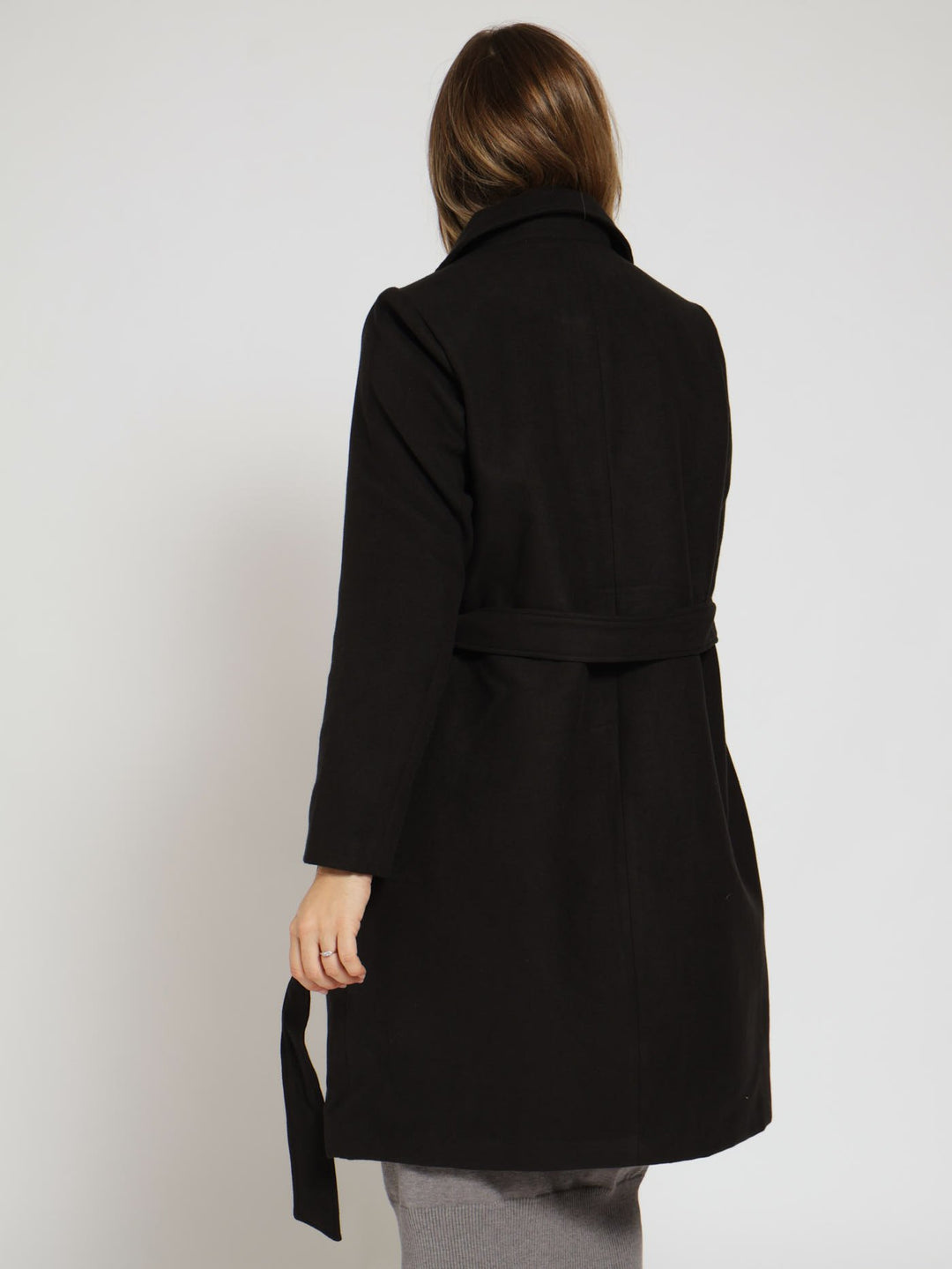 Button Detail Melton Jacket - Black