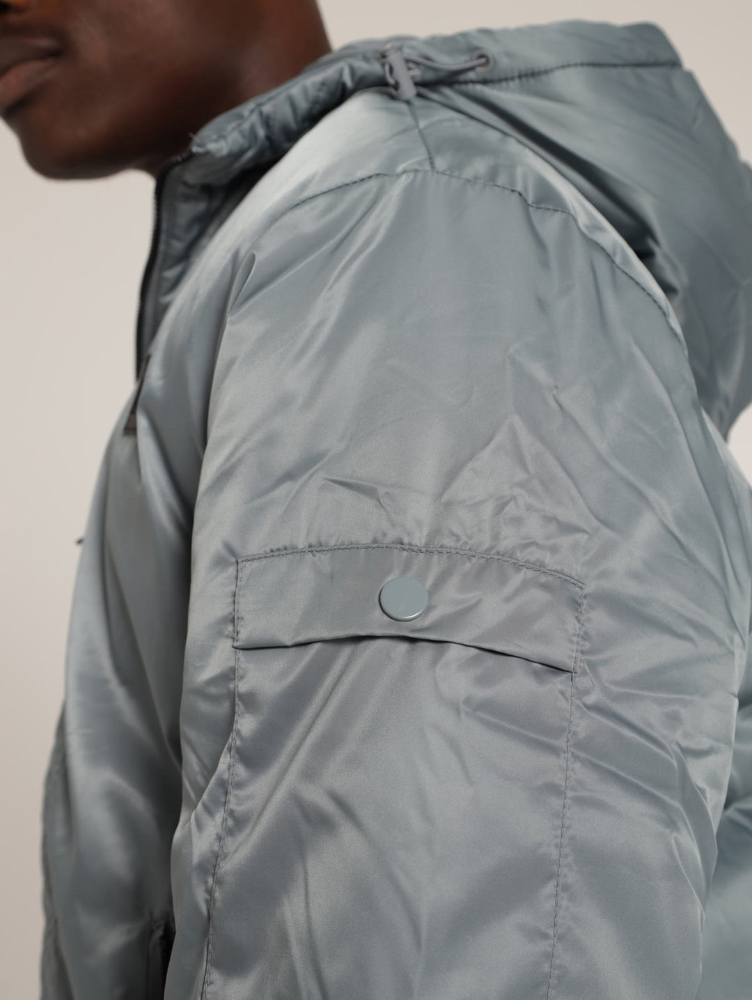 Hooded Bomber Jacket - Grey