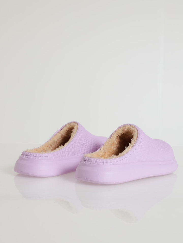 Fur Closed Toe Slip On Shoe - Lilac