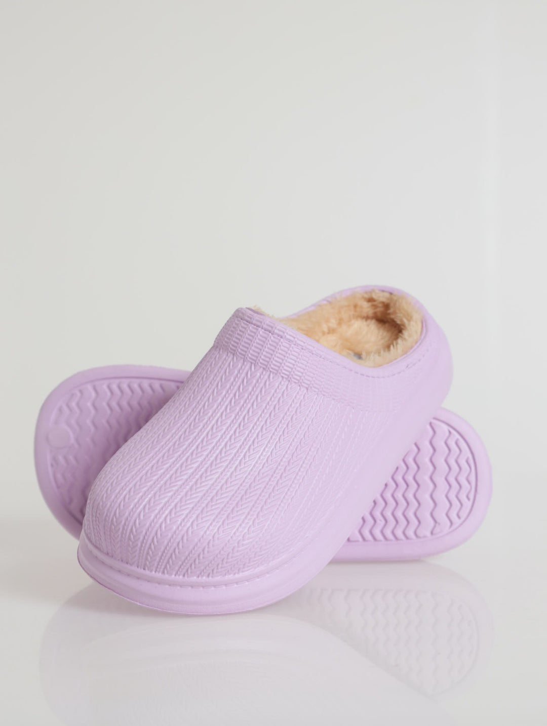 Fur Closed Toe Slip On Shoe - Lilac