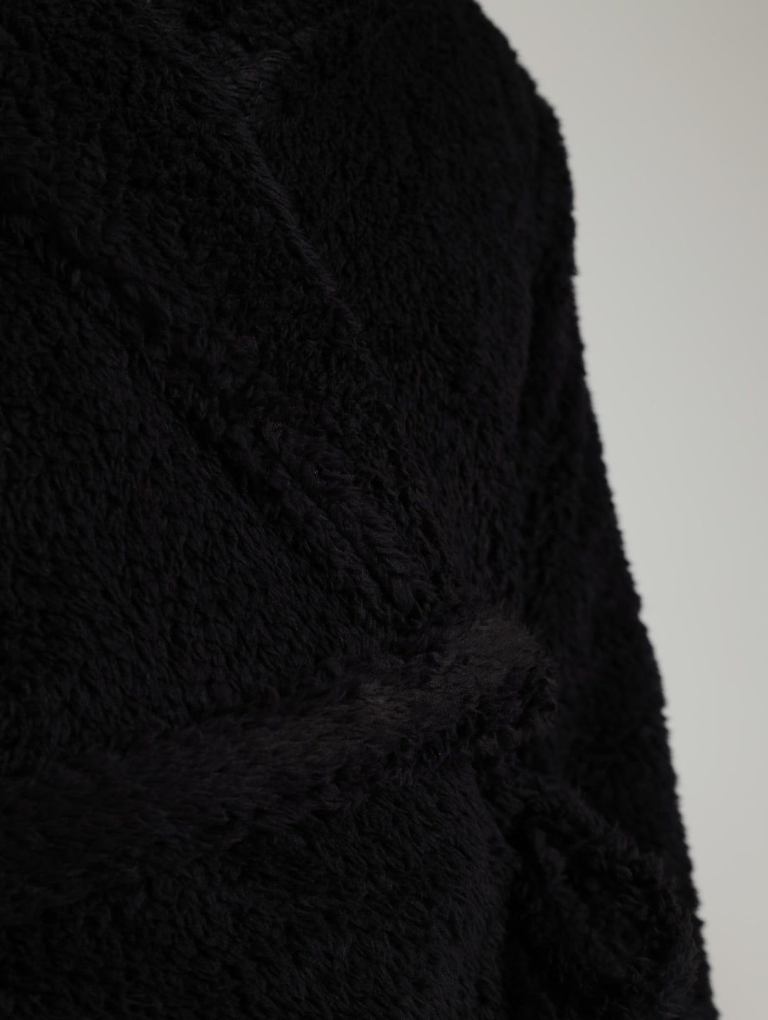 Plush Fleece Gown With Hoody - Black