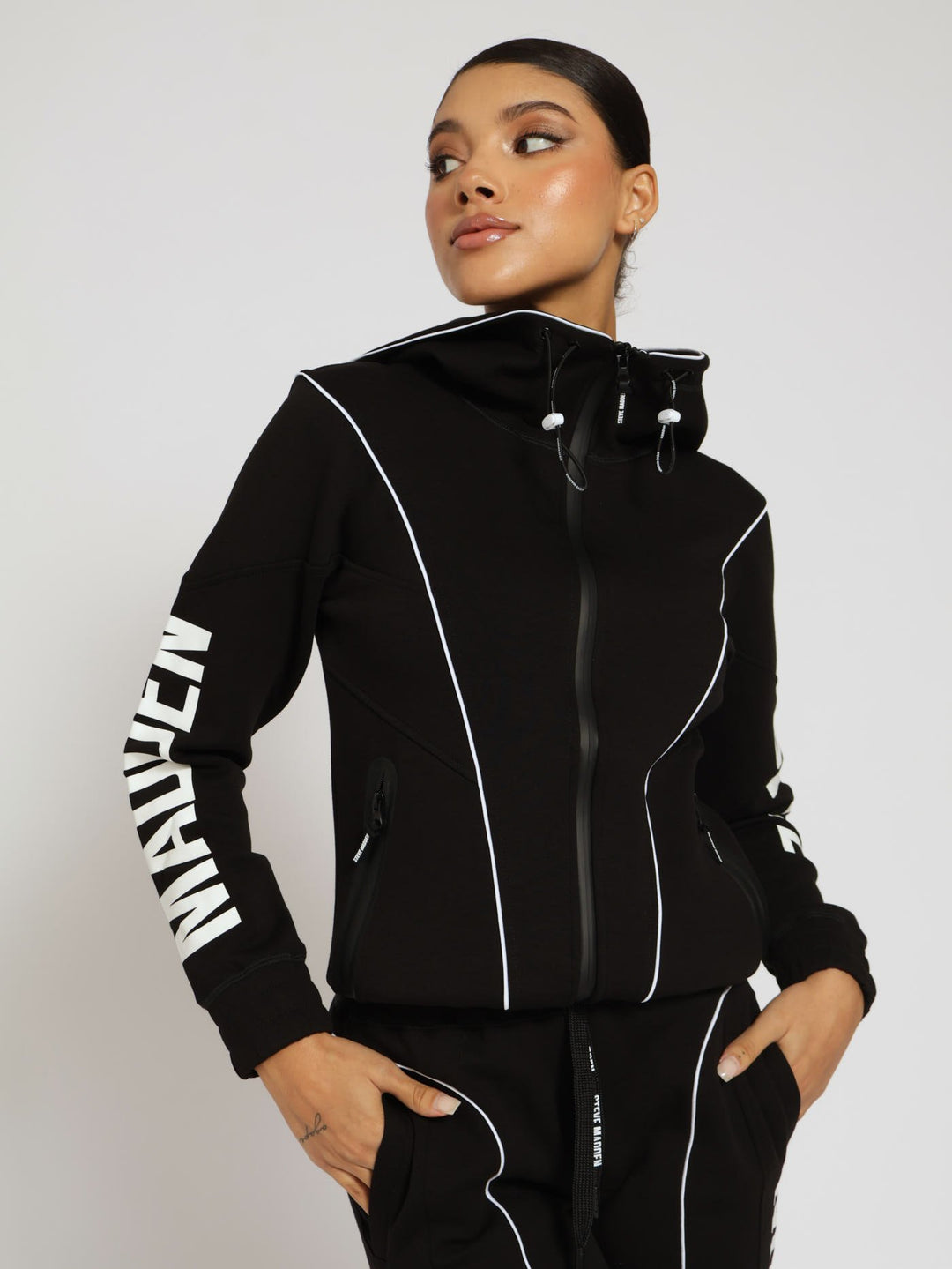 Samantha Scuba Hooded Sweater - Black