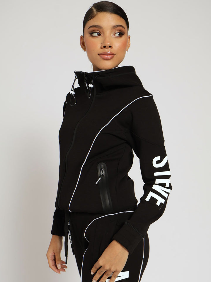 Samantha Scuba Hooded Sweater - Black