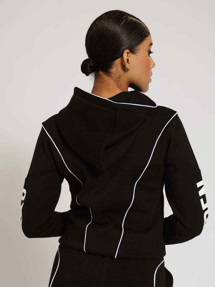 Samantha Scuba Hooded Sweater - Black